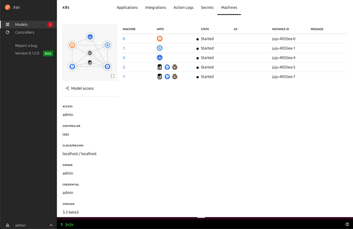 Juju dashboard machine view