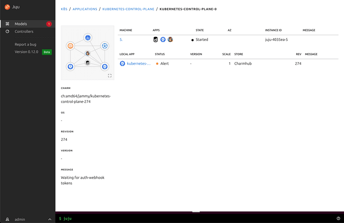 Juju dashboard unit view